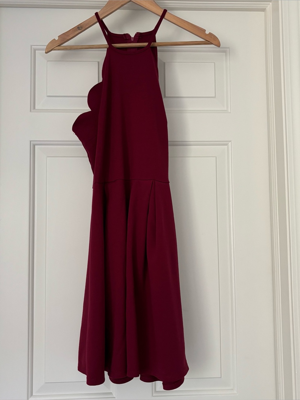 Charlotte Russe Scalloped Halter Skater Dress Burgundy